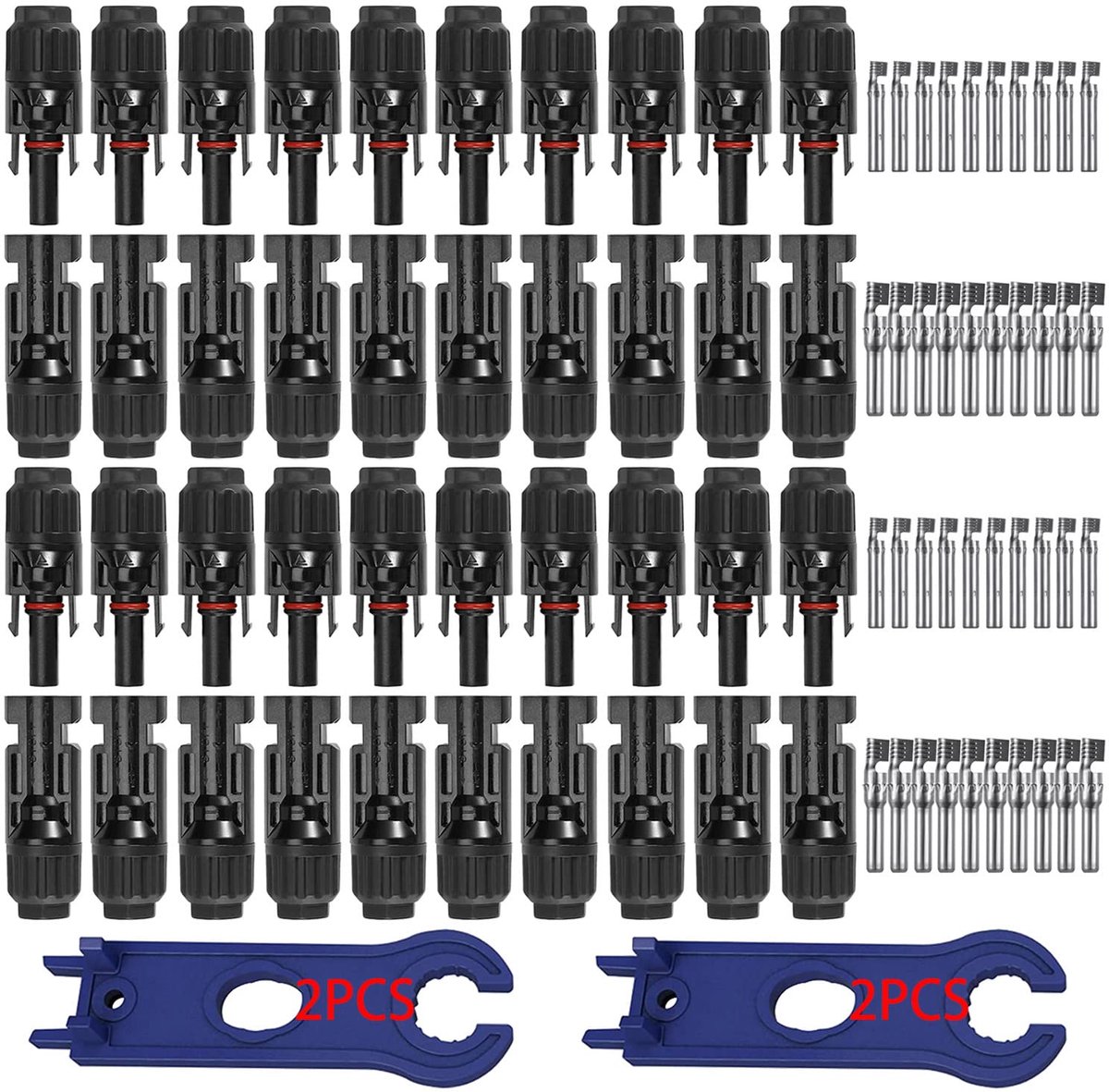 SnelShoppen - Solar Panel Stekkers, 20 Paar Mannelijk/Vrouwelijk, Solar Paneel Kabel Plug, Fotovoltaïsche Plug Connector, IP67, Met 4 Stuks Sleutels,