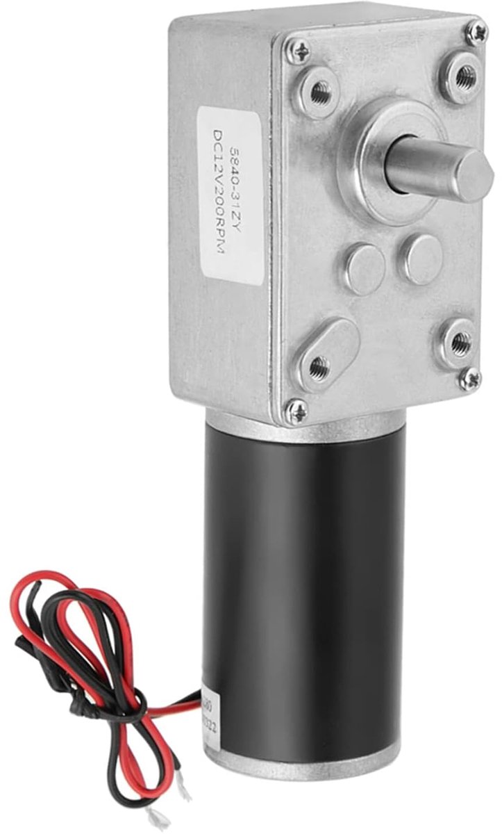 DC Reductiemotor - Omkeerbare Motor - Automatisering Thuis - Hoog Koppel - 200 Tpm - Zilver