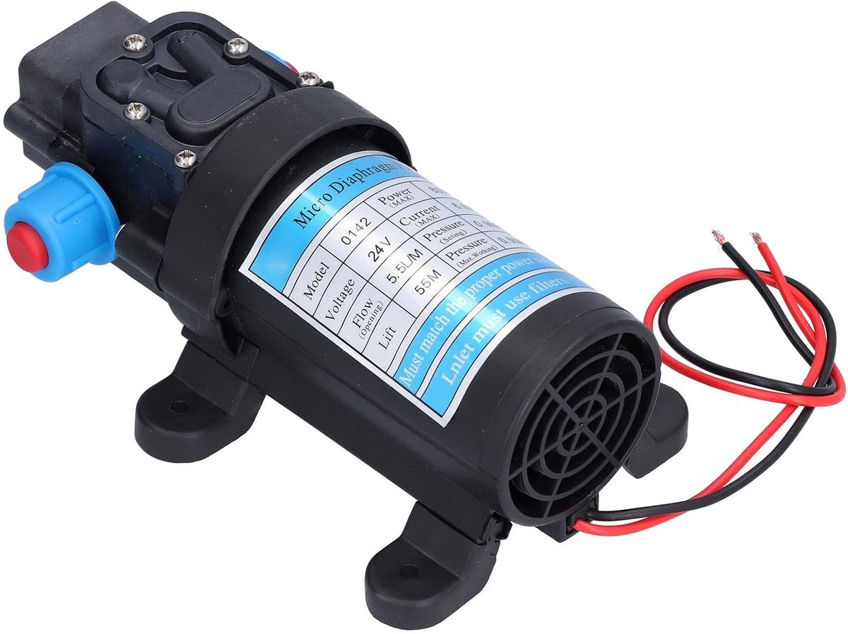 SnelShoppen - 5.5 L/min Microdiaphragma Pomp, DC Zelfaanzuigende Hoge Druk Diafragma Pomp, Vers Water Druk Pomp (24V) voor Camping, Tuin en Industrie