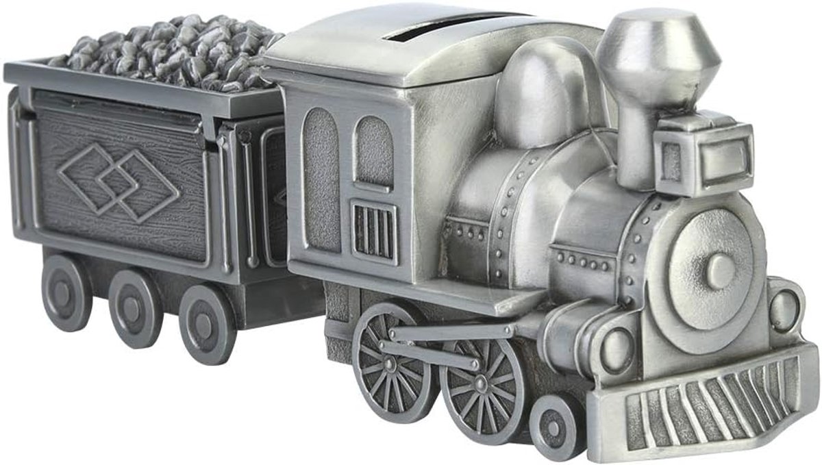 SnelShoppen - Retro Trein Spaarpot Metaal Kinderen Geldbesparende Bank Zilver Kleur Voor Kinderen, Speelkamer, Woonkamer