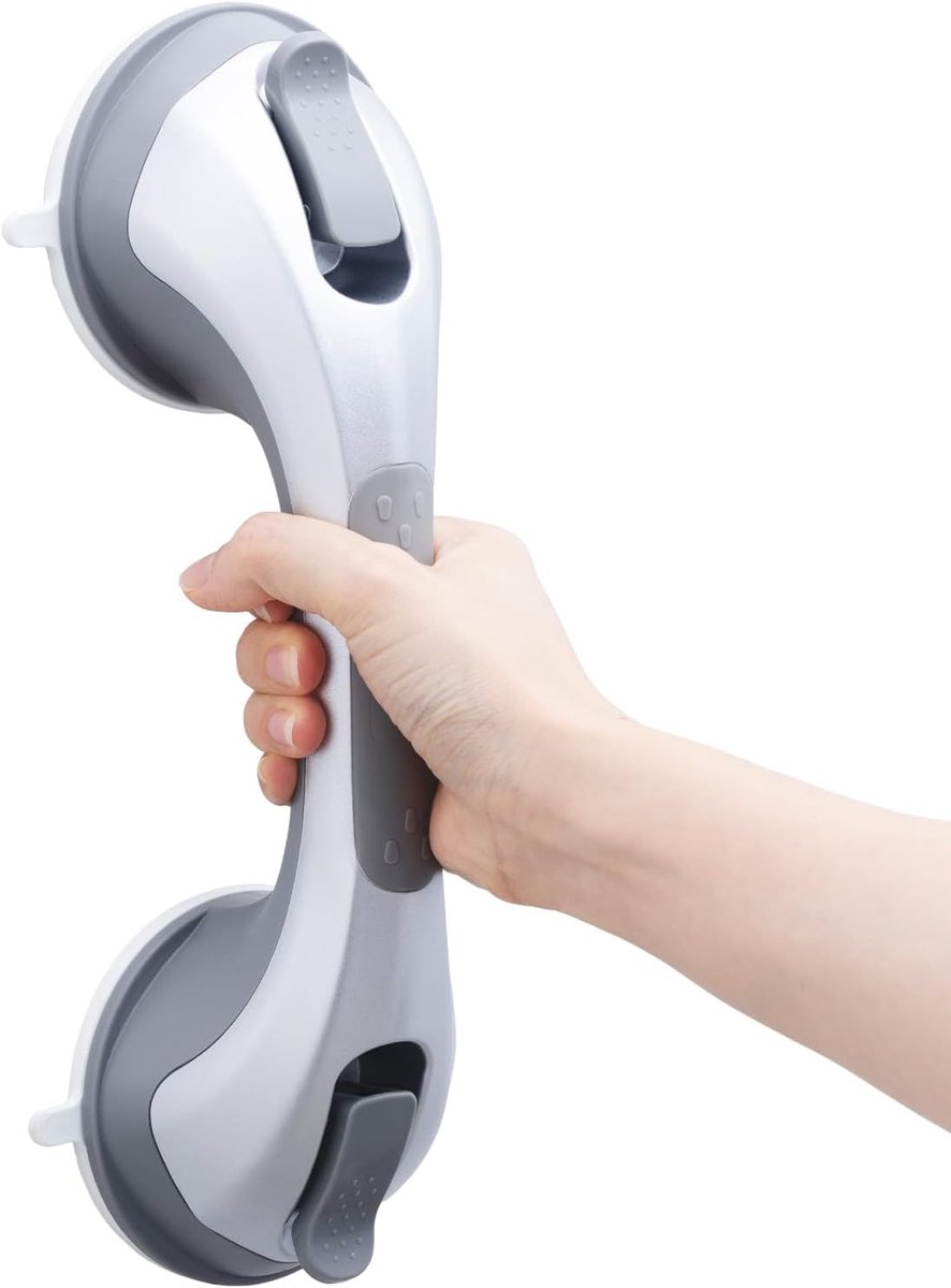 SnelShoppen - TAILI Zuigbeugel voor Badkamer zonder Boren, 31cm, 110kg, Ideaal voor Ouderen, Zilver, Veiligheidsbeugel, Voor Douche en Bad
