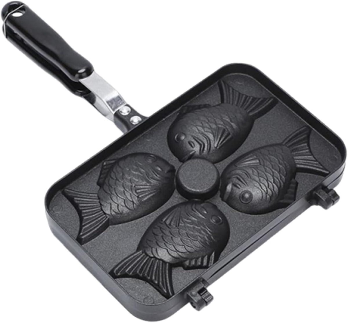 Taiyaki Wafelijzer - Bakvorm Visvorm - Koken en Bakken - Dubbelzijdig Verwarmend - 37.5 x 24 x 4 cm - Zilver