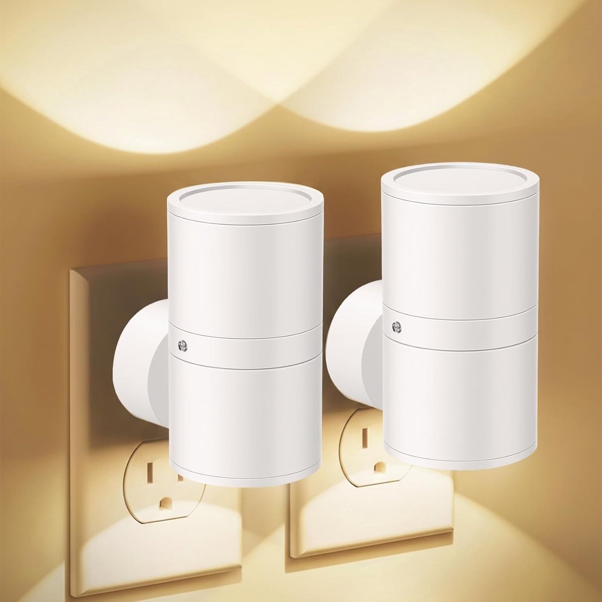 LED-nachtlamp voor stopcontact – kindernachtlamp voor de muur – schemeringssensor – zacht wit 3000K-4500K – instelbare helderheid 0-100LM – dimbare nachtlamp voor gang, slaapkamer – 2 stuks wit.