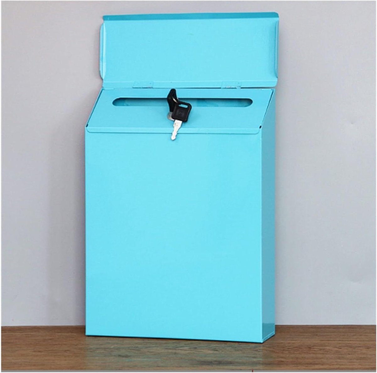 Brievenbus - Wandbrievenbus Afsluitbaar - Post Veilig Opslaan - Grote Ingang - 23x6x30 cm - Blauw