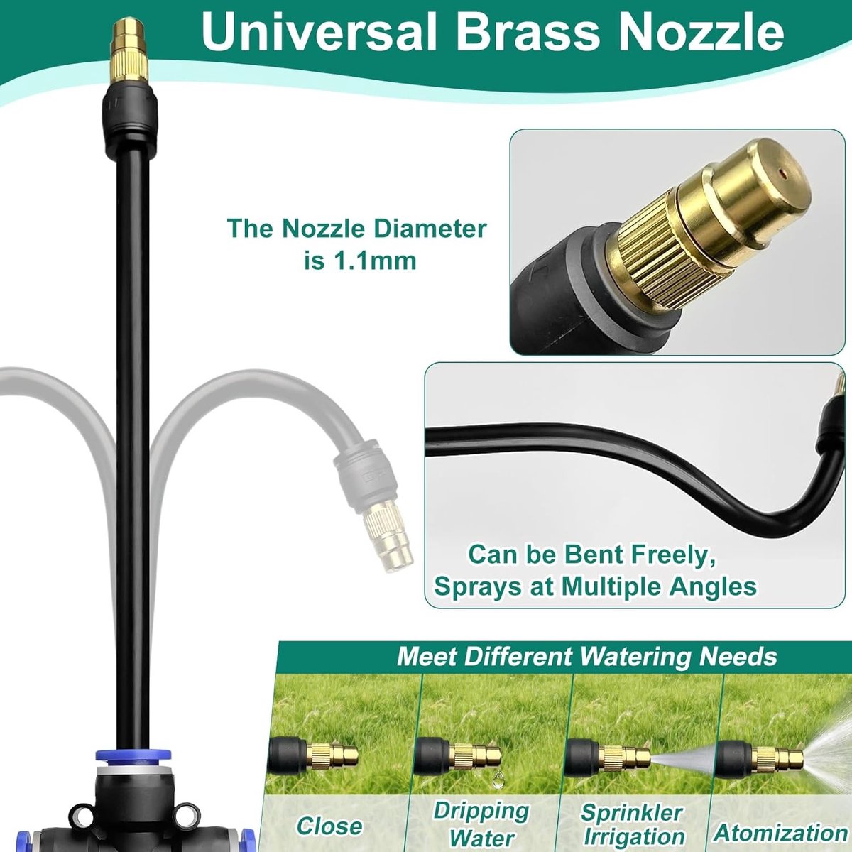 5 stuks instelbare messing irrigatiesproeiers met nevelsproeierring en T-type-aansluiting voor optimale tuinirrigatie, broeikas en gazonverzorging