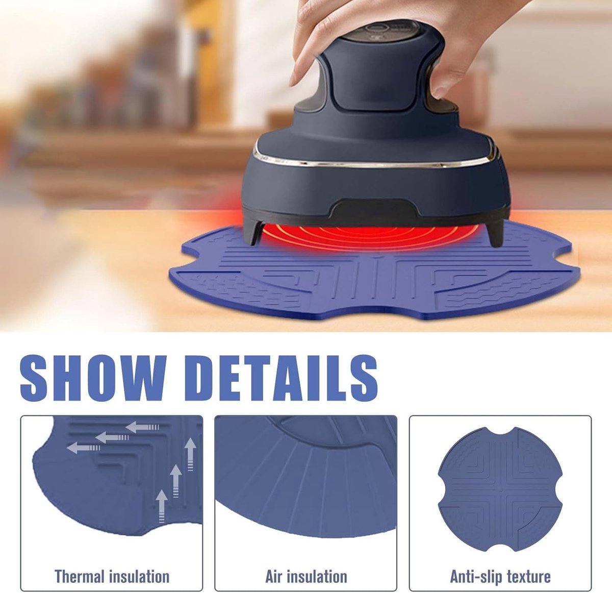 Hittebestendige silicone onderzetter voor airfryer 26,5 x 26,5 cm, antislip werkbladen, beschermmat, vaatwasmachinebestendig tot 220 °C, universele maat, keukenaccessoire, duurzaam en veelzijdig