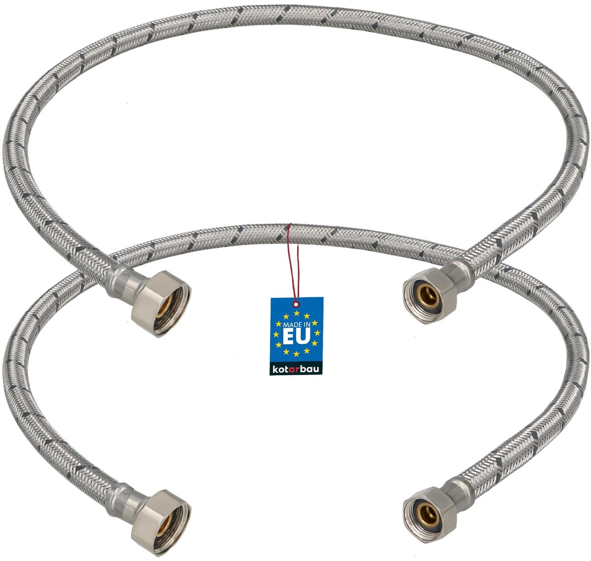 KOTARBAU® 2 Stuks - Flexibele Aansluitslang 1/2“ x 3/8“ - Flexibele Kraanslang 80 cm - Sanitaire Aansluitslang - Flexibele Verbindingsslang - Aansluitslang Armatuur - met Roestvrijstalen Vlechtwerk