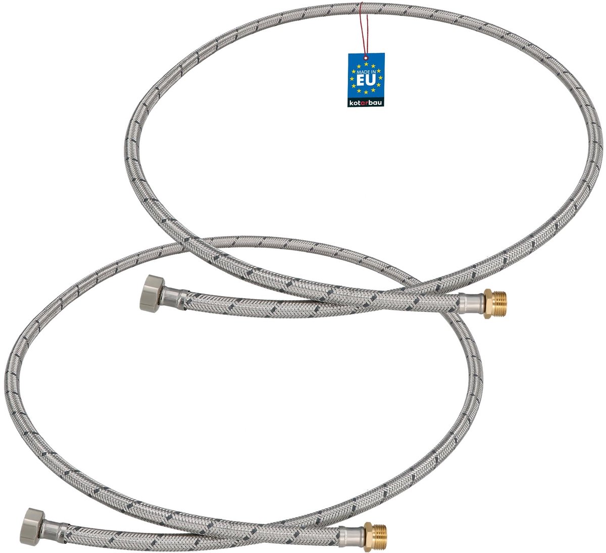 KOTARBAU® 2 Stuks - Flexibele Aansluitslang 1/2"x3/8" - Sanitaire Aansluitslang 150 cm - Flexibele Kraanslang - Buitendraad x Binnendraad - Aansluitslang Armatuur - Gevlochten Roestvrijstalen Aansluitslang