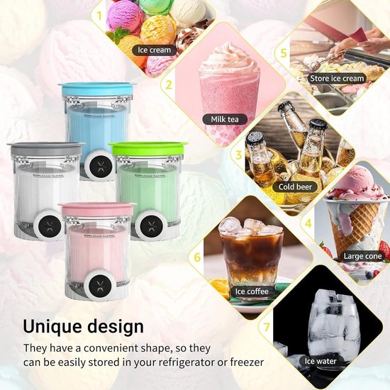 Vervangende Container voor Ninja Creami Deluxe - IJscontainer en Deksel Accessoires voor IJsbereider NC700/NC701 - Ideaal voor IJs en Sorbet — afbeelding 4
