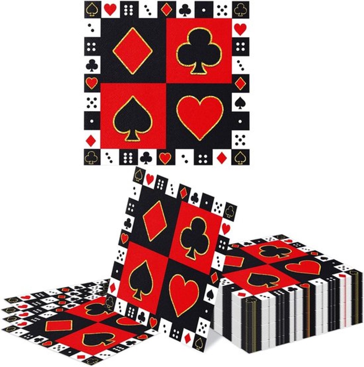 40 Stuks 33x33cm Casino Servetten voor Poker en Kaartspellen - Las Vegas Tafeldecoratie en Feestaccessoires