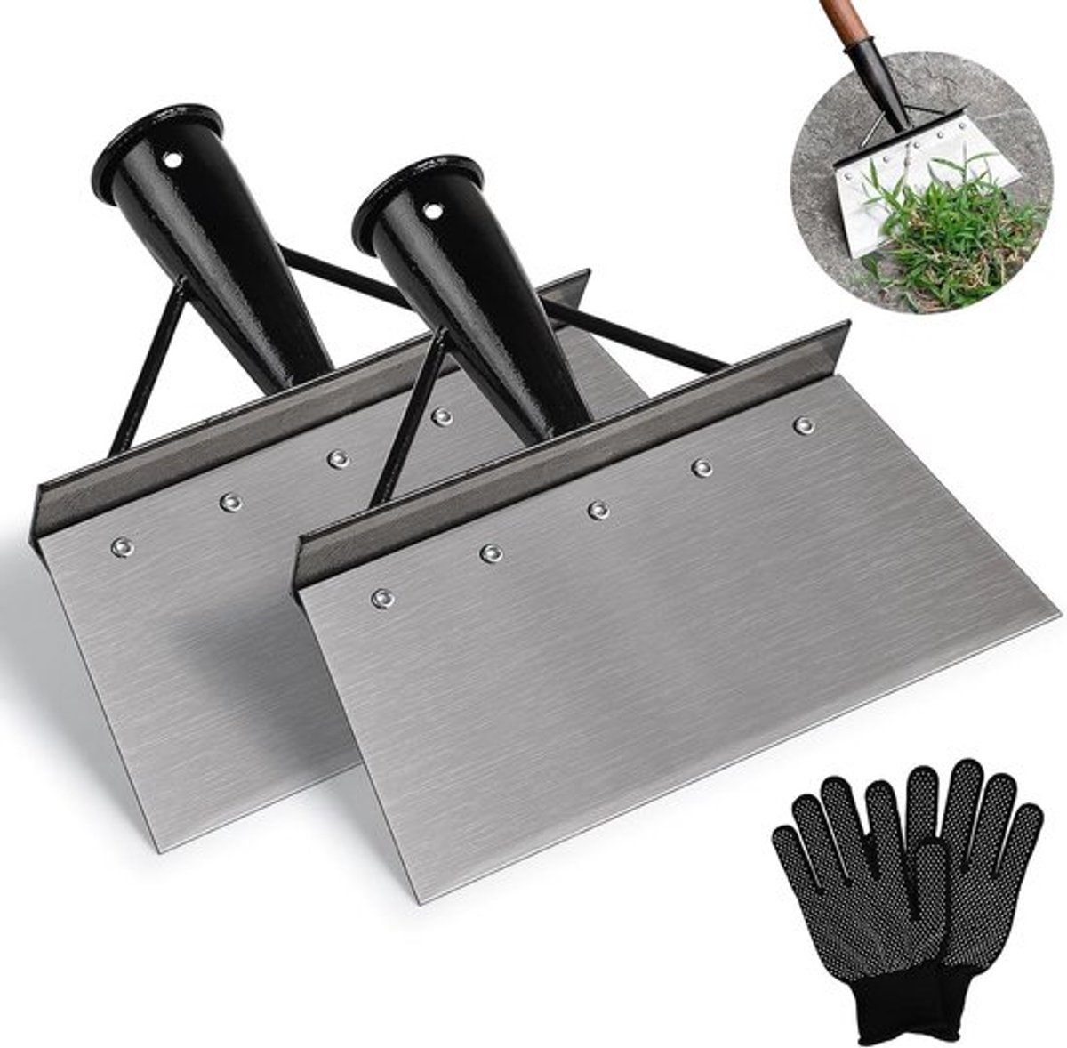 2 Stuks 21cm Multifunctionele Tuinschep van Manganese Staal voor Onkruidverwijdering, Tuinonderhoud en Schoonmaak van Mos