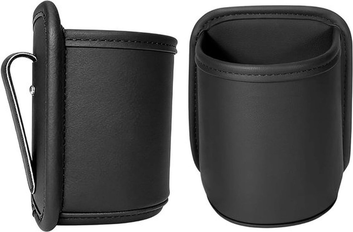 Set van 2 Auto Drinkbekers, Clip-on Fleshouder met Leerbescherming, Universele Organizer voor Achterbank, Geschikt voor Waterflessen en Grote Flessen, Zwart en Duurzaam