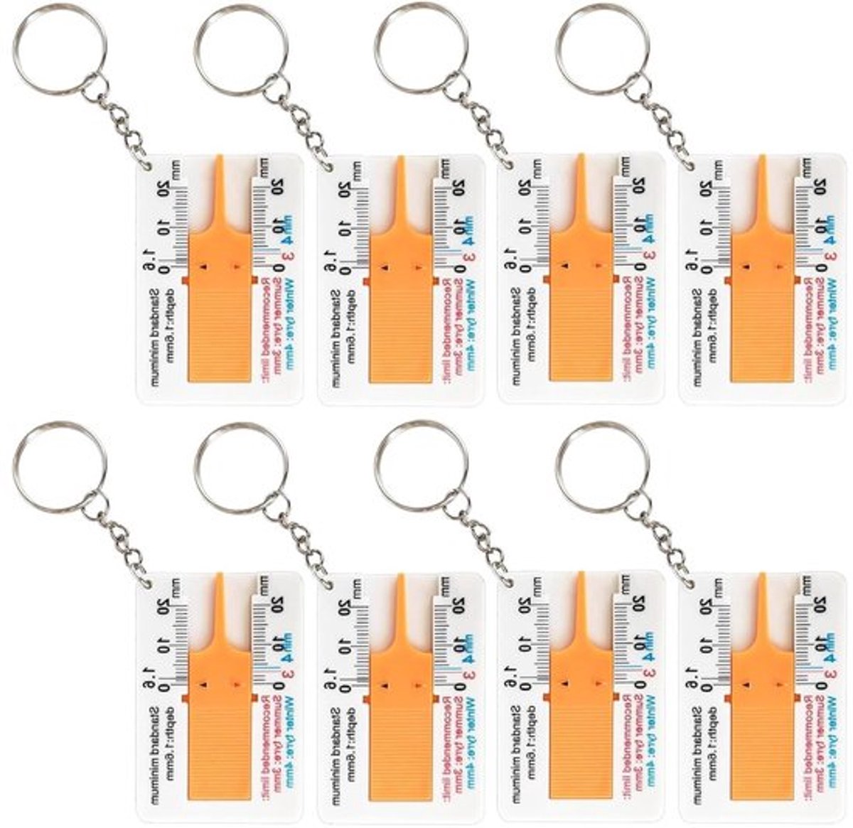 8-delige Profiel Diepte Meter voor Auto, Motor en Van - Meetband voor Bandprofiel en Diepte 0-20mm
