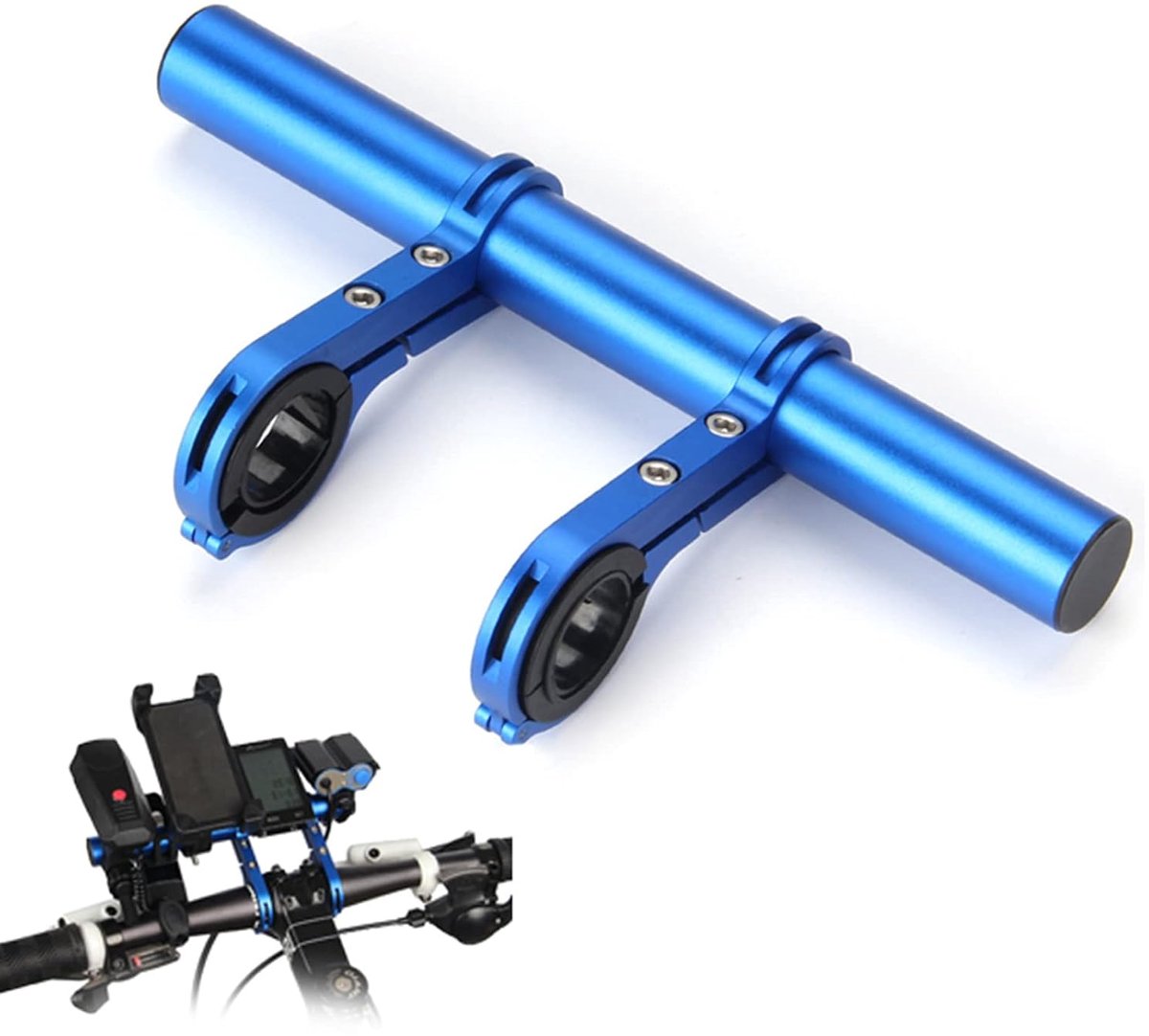 Bicycle Handlebar Extender Holder 20 cm Bicycle Handlebar Extension Double Bicycle Handlebar Extender Extension for - ShopVlot