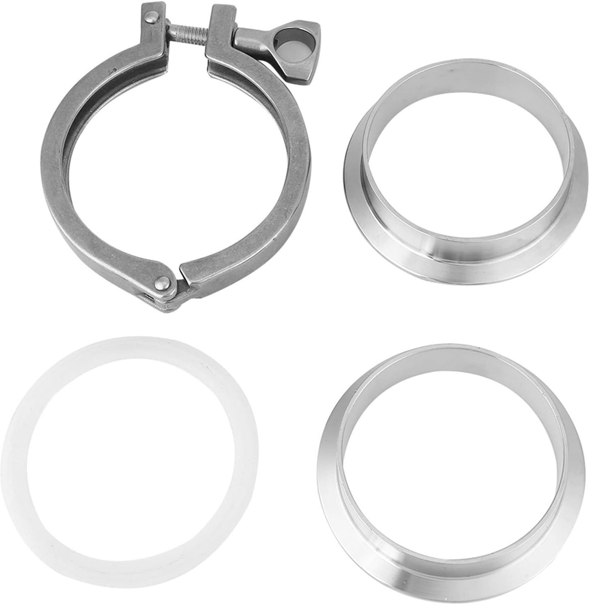 SnelShoppen - RVS Tri-Clamp 3 Inch Klem 76mm Sanitair RVS Ferrule Verbinding Set met Silicoonpakking voor Ferrule TC - Perfect voor Installaties