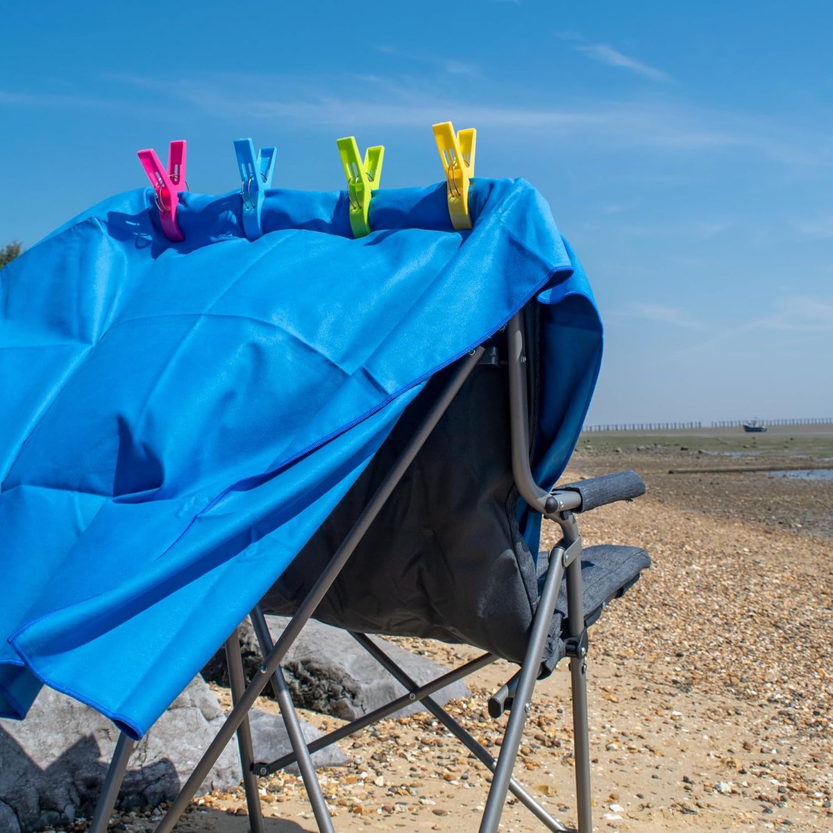 SnelShoppen - Microvezel Strandhanddoek Blauw met Reisopbergtas, Compact en Ultra Licht, Super Absorberend, Ideaal voor Camping, Gym, Zwemmen, 88 x 18