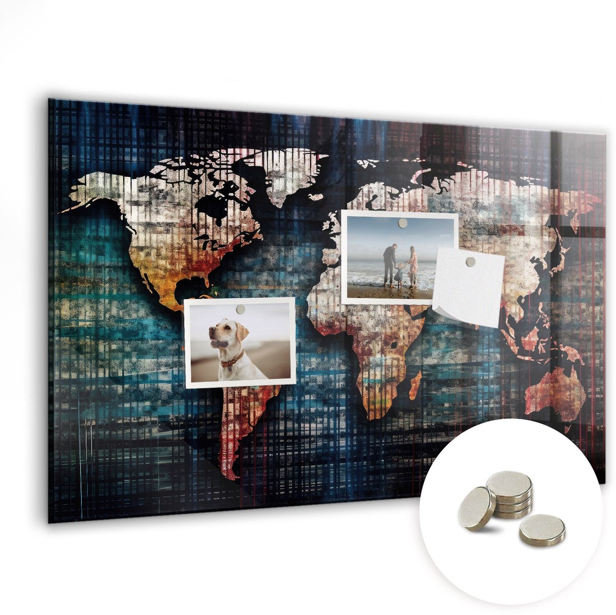 Coloray Glazen Magneetbord - Magnetisch Bord Lineaire kaart - 60x40 cm - Veelkleurig Magneetbord - Magnetic Board - Magneetbord Design