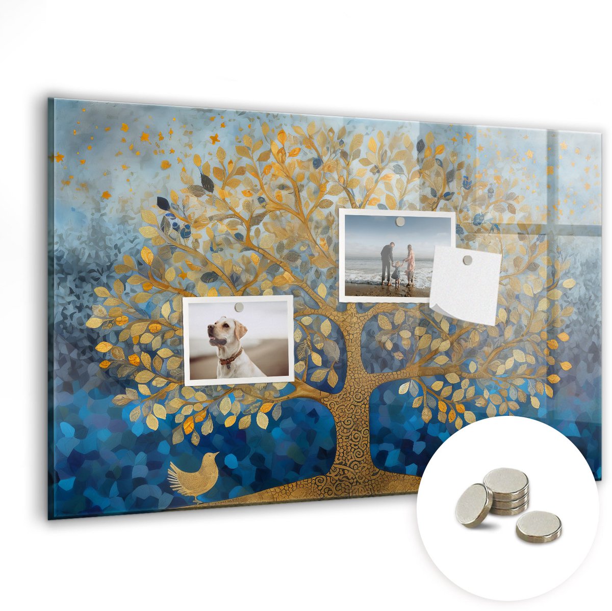Coloray Glazen Magneetbord - Magnetisch Bord Abstracte boom - 60x40 cm - Veelkleurig Magneetbord - Magnetic Board - Woonkamer Decoratie
