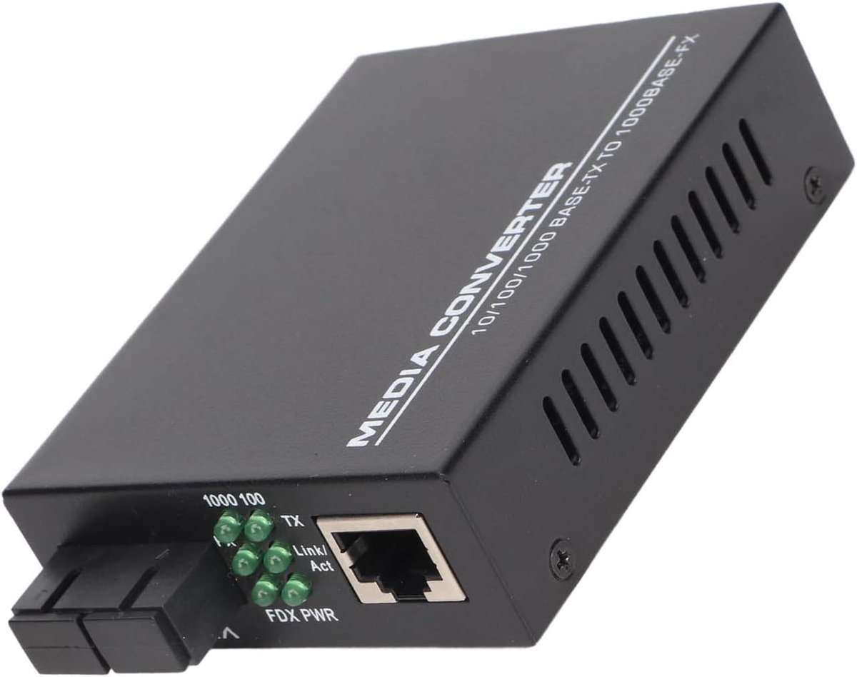 SnelShoppen - Gigabit Ethernet Media Converter, Multimode Fiber naar Ethernet Converter met RJ45 Poort en SC Poort, 10/100/1000Mbps Netwerk tot 0.55Km