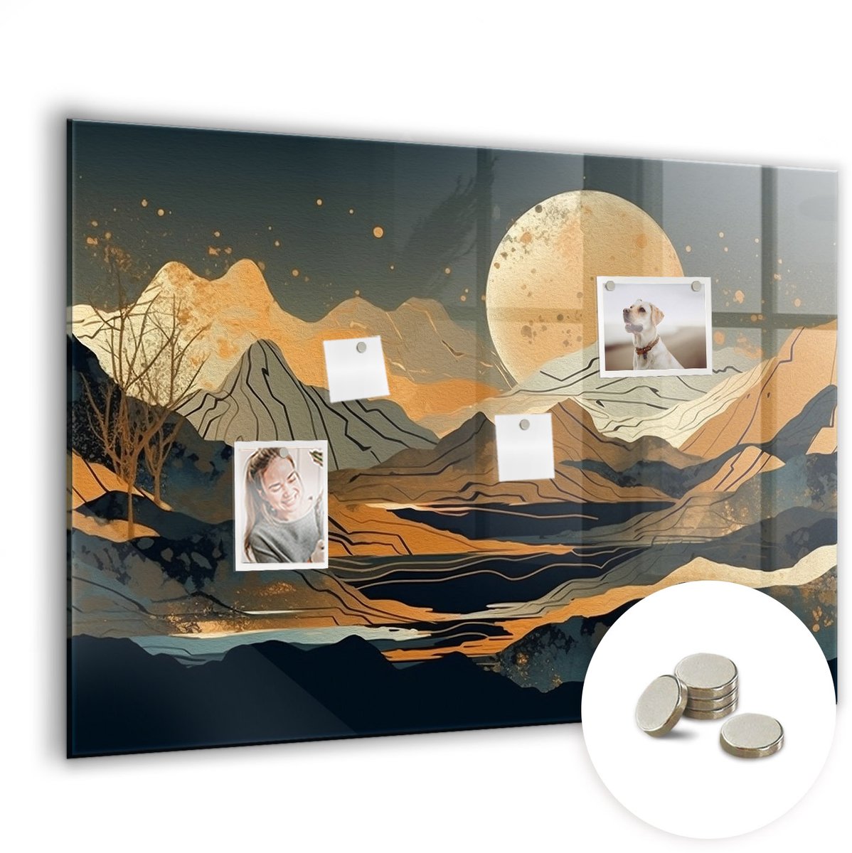 Coloray Glazen Magneetbord - Magnetisch Bord Abstracte kaart - 100x70 cm - Veelkleurig Magneetbord - Magnetic Board - Magneetbord Design