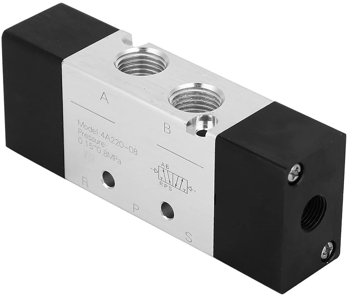 SnelShoppen - 5-Weg 2-Positie Pneumatische Solenoïde Ventiel, Luchtventiel PT 1/4, Handbediend Ventiel, Duurzaam en Drukbestendig