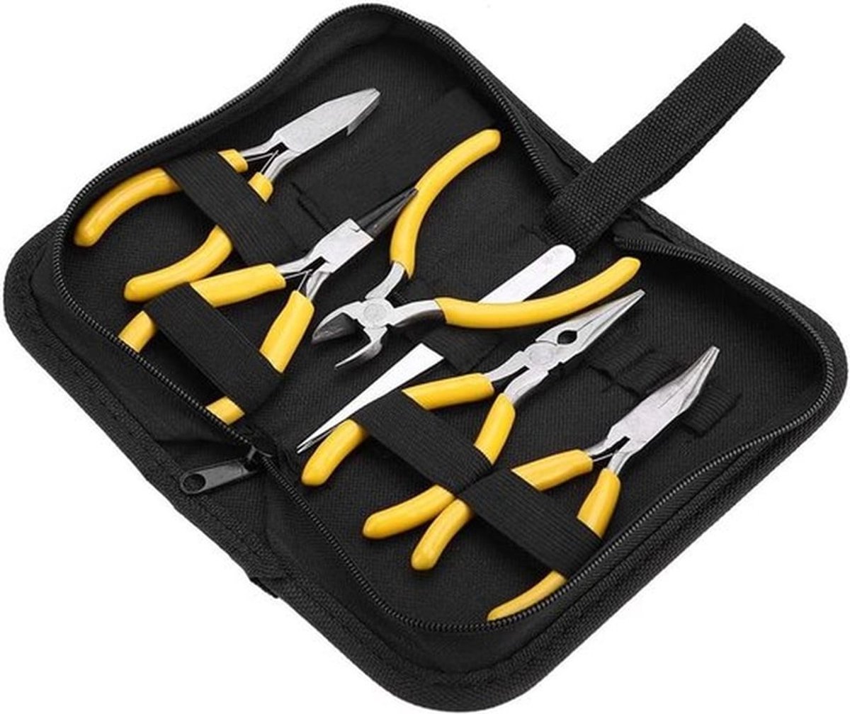 Professionele Set van 5 Juweliers Tangens voor DIY Sieraden Maken en Repareren met Draagtas