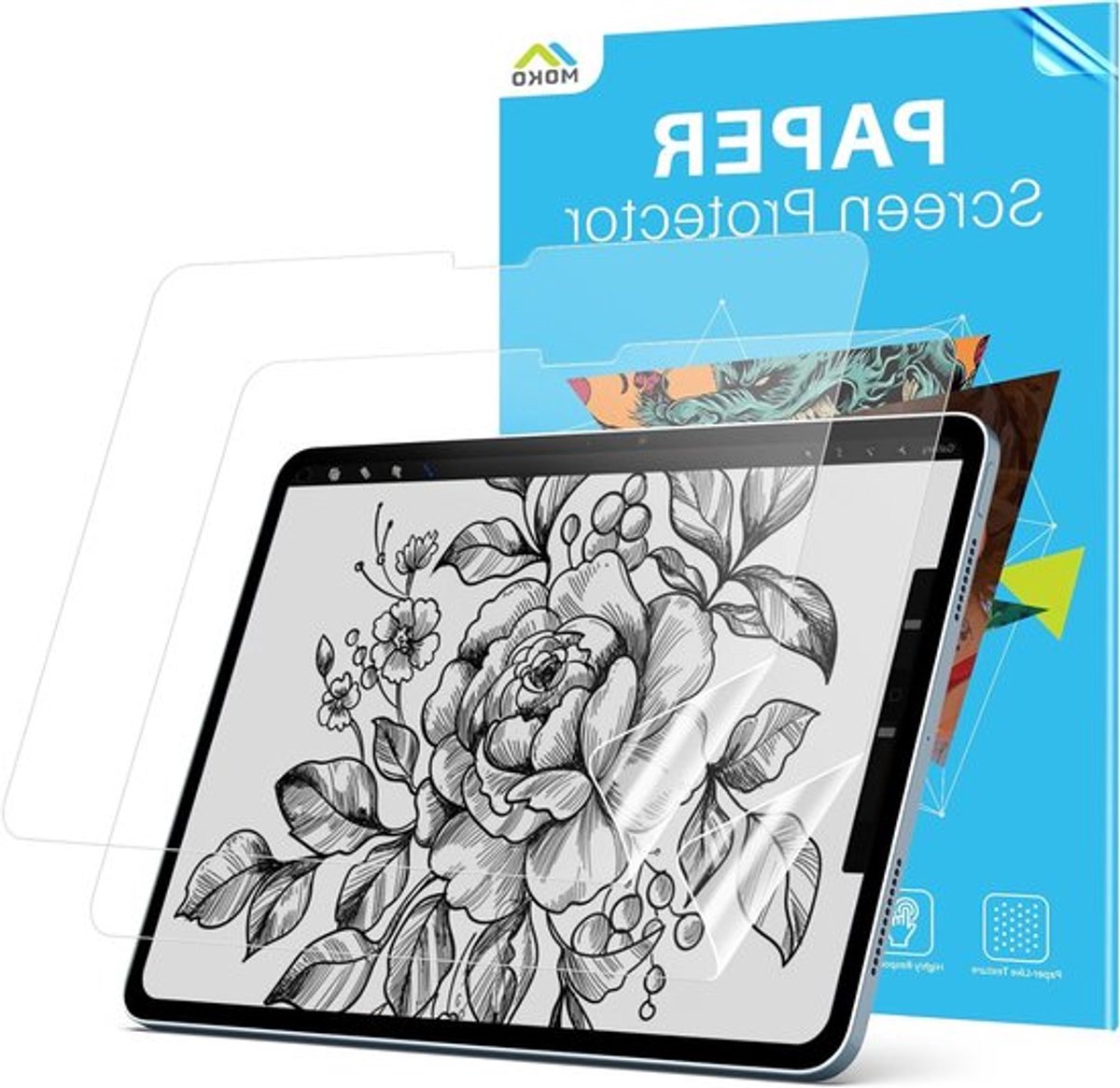 2 Pack Paper Screen Protector voor iPad Air 11 Inch M4/M3/M2 (2026/2025/2024, Air 8e/7e/6e Generatie), Schrijven en Tekenen als op Papier, Antireflectie en Krasbestendig, Geschikt voor Apple Pencil