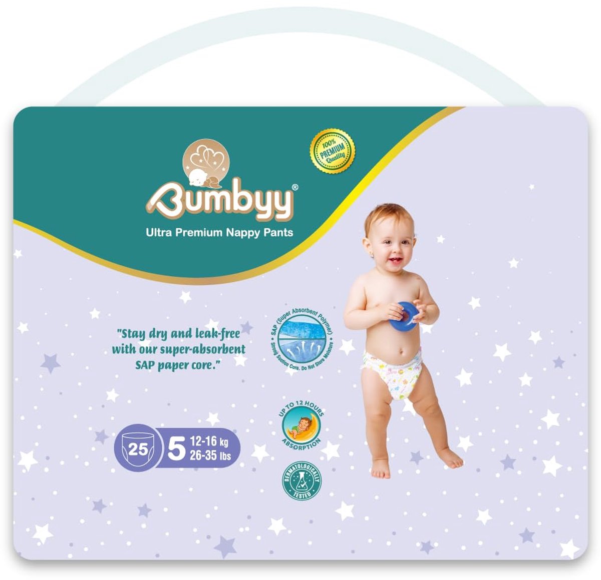 SnelShoppen - Babyluiers Maat 5 Bumbyy 12-16 kg – Ultrap zachte en Absorberende Luiers met Tot 12 Uur Comfort, Lekvrij en Geschikt voor Gevoelige Huid