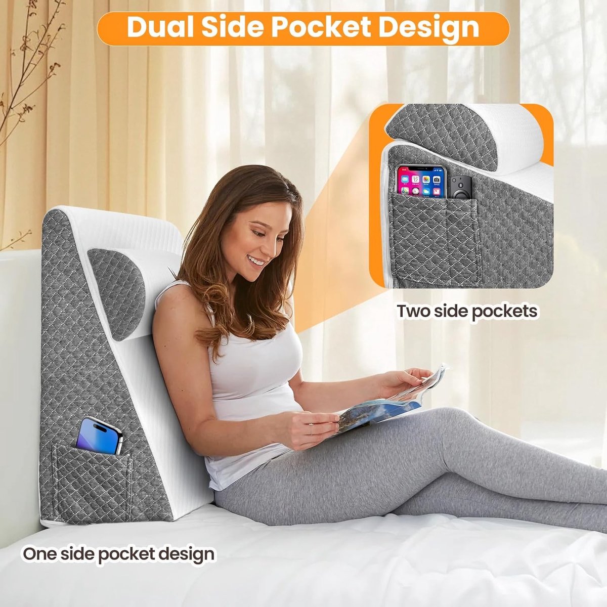 Leeskussen voor in Bed - Bookseat Ergonomisch - Rug en Nek Ondersteuning - Bedcomfort