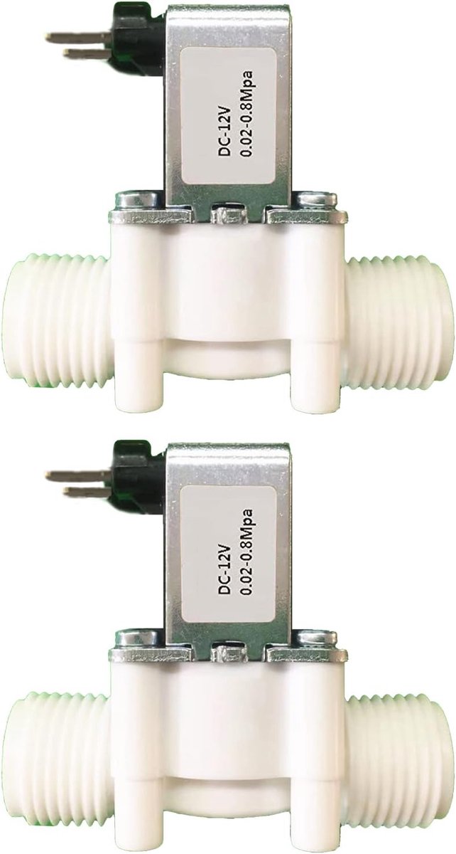 SnelShoppen - Solenoïde klep 12V DC NC 2 stuks, G3/4 inch dubbele draad | Watertoevoer solenoïde klep waterinlaatstroom schakelaar snelle aansluiting