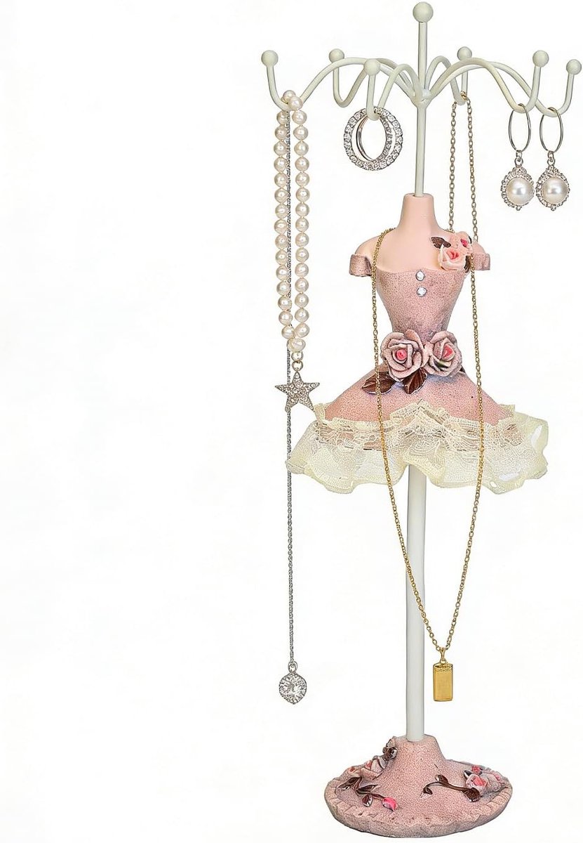 SnelShoppen - Tissting Sieradenstandaard, Prinsessenjurk Model, Oorbellen, Kettingen, Ringen, Display Stand, Poppenstandaard, Sieraden Organiser voor