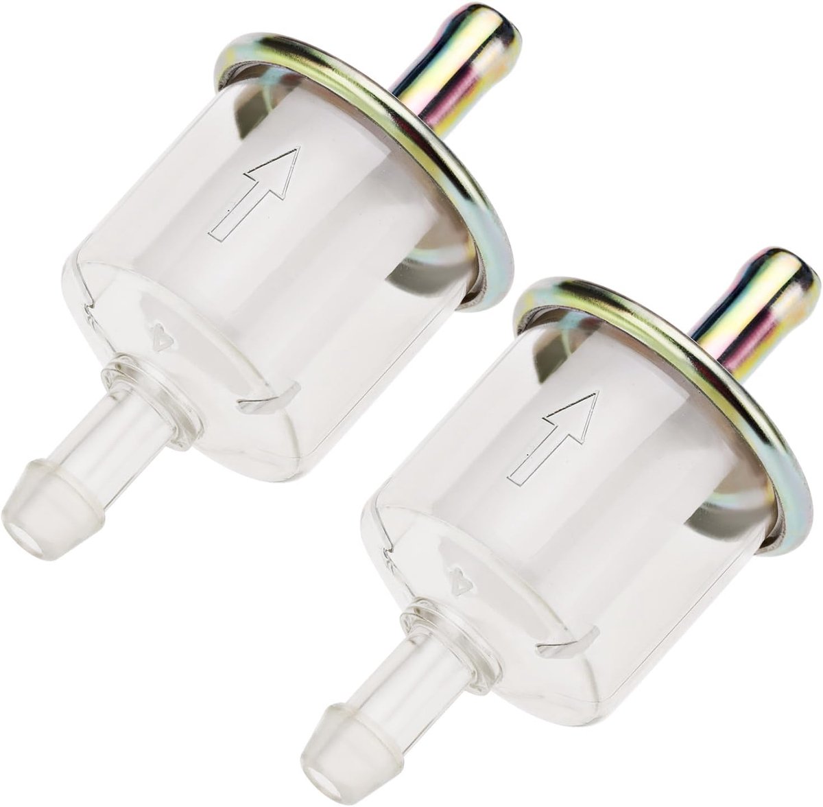 SnelShoppen - Set van 2 Inline Brandstoffilters Cartridges voor 8mm Brandstofslang, Geschikt voor Grasmaaiers, Tuinmachines, Kleur: Doorzichtig, 40 Mi