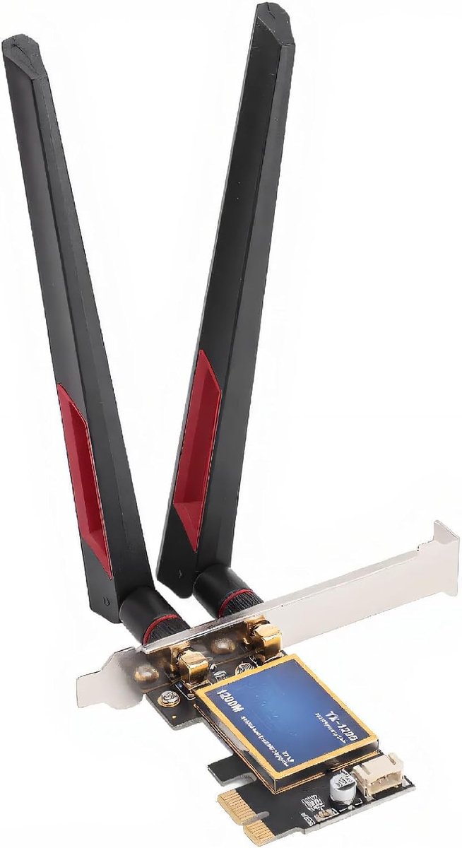 SnelShoppen - PCIe WiFi Kaart 1200Mbps, 2.4GHz 5GHz Dual Band Adapter voor PC, 10dBi Dubbele Antenne, Hoge Snelheid en Sterke Signaalsterkte