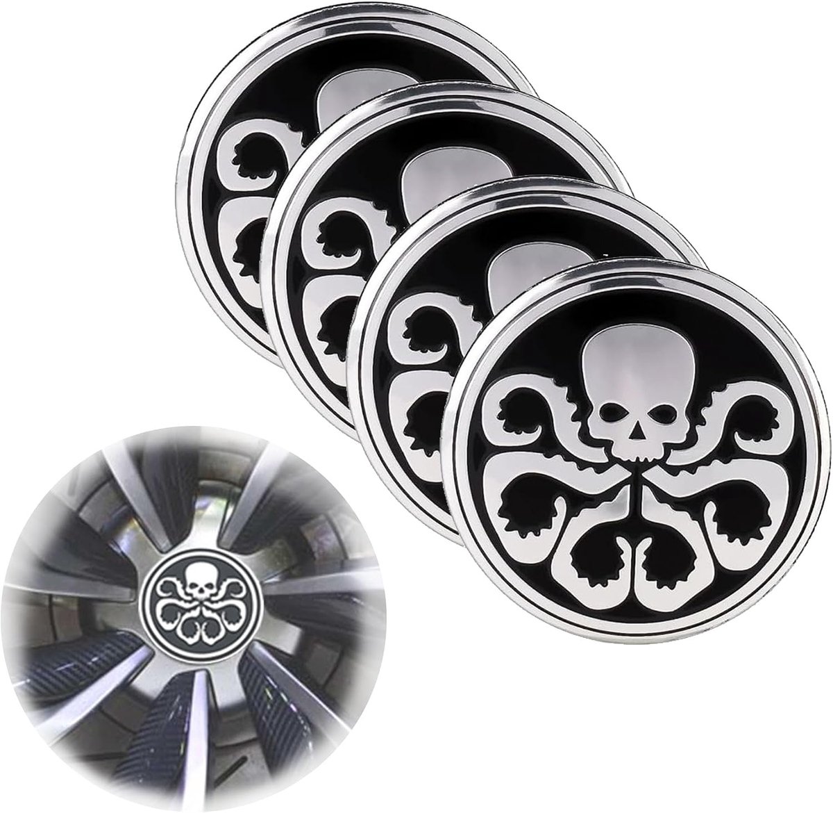 SnelShoppen - 4 Stuks Stijlvolle Stickers Voor Auto Wielnaaf Caps, Maat 56mm, Hoogwaardige Aluminium Decoraties, Duurzaam, Elegant, Voorkomt Krassen,