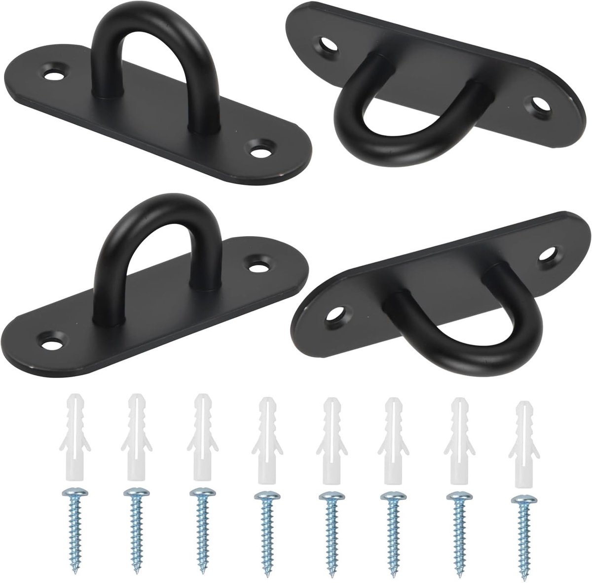 SnelShoppen - 4 Stuks Oogplaat met Oog, RVS Dekplaat, Oogplaat M5, Roestvrij Staal Oogplaat Dekking voor Boot, Plafond, Wand Schommel, Hangmat (Zwart)