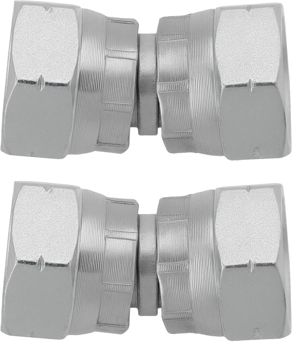SnelShoppen - 2 Stuks Hydraulische Vrouwelijke naar Vrouwelijke Swivel Koppeling Adapter Connector Carbon Staal BSP 3/8 Inch, Duurzaam en Betrouwbaar
