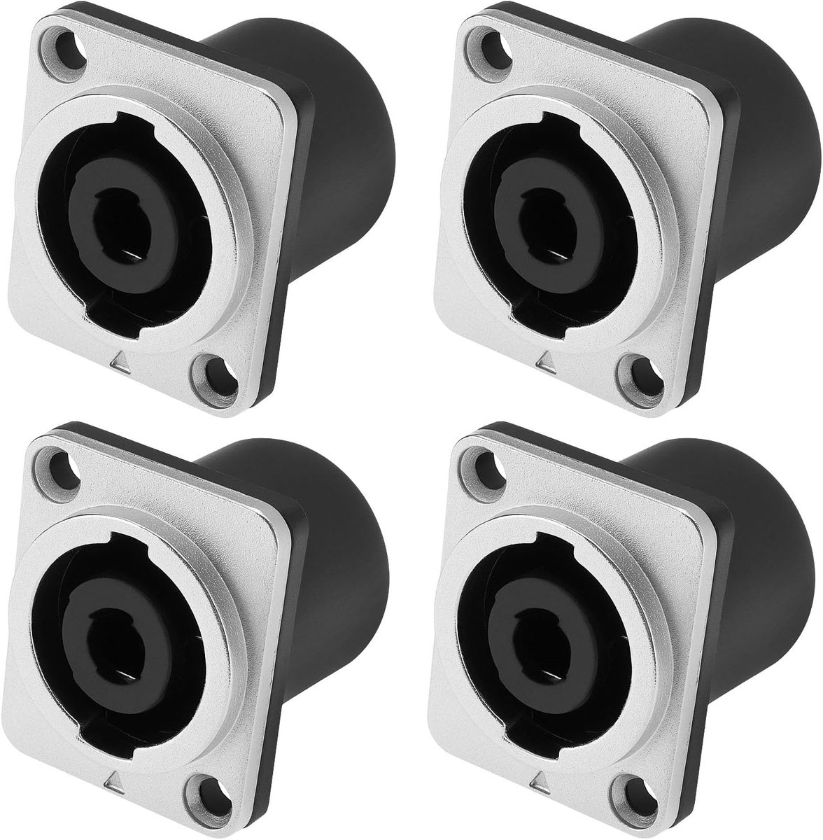 SnelShoppen - 4 Stuks Speakon Paneel Montage Connector 4 Polig Vrouwelijk Vierkant Metaal Jack Adapter Geschikt voor Versterkers, Luidsprekers, Mixers