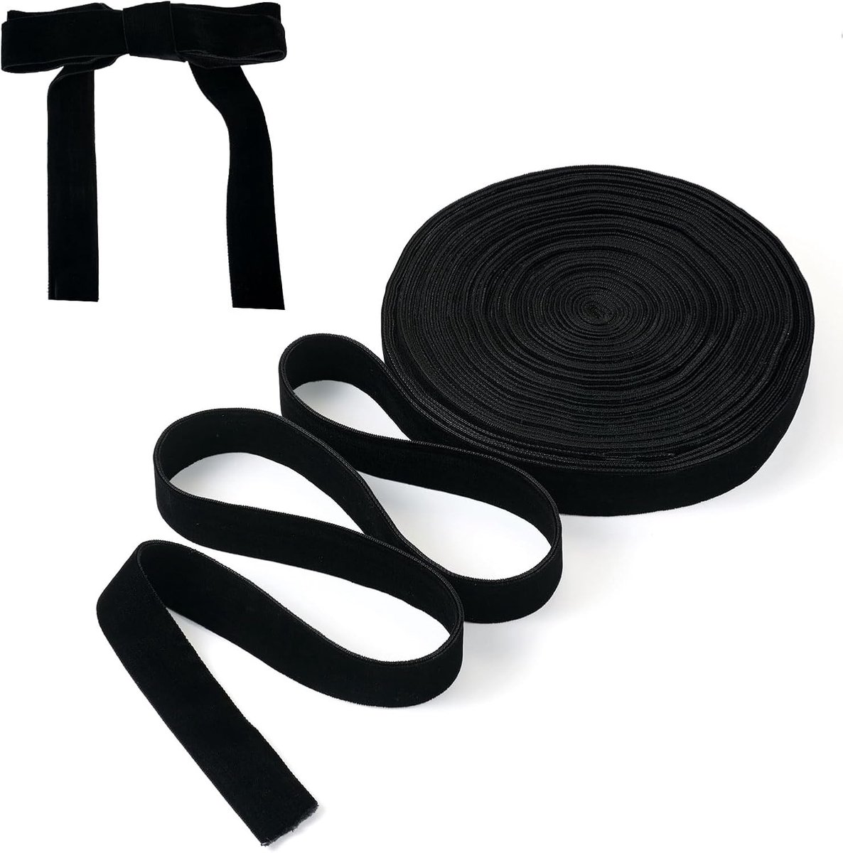 SnelShoppen - Dubbelzijdige Fluwelen Linten 12,5m x 2,5cm voor Kerstdecoratie, Bloemstukken, Cadeauverpakking, Zwart, Voor Feestdagen & Partijen