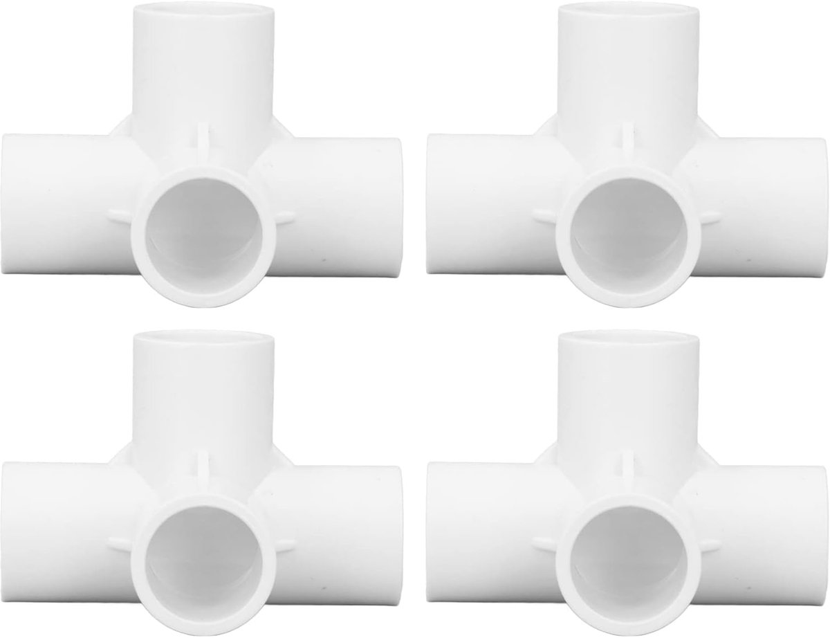 SnelShoppen - 10 Stuks 4-Weg PVC Fitting Plastic Uitlaatpijp Connector Fitting Elbow 25mm Voor Meubels (Wit) - Duurzaam, Schokbestendig, Scheurbestend
