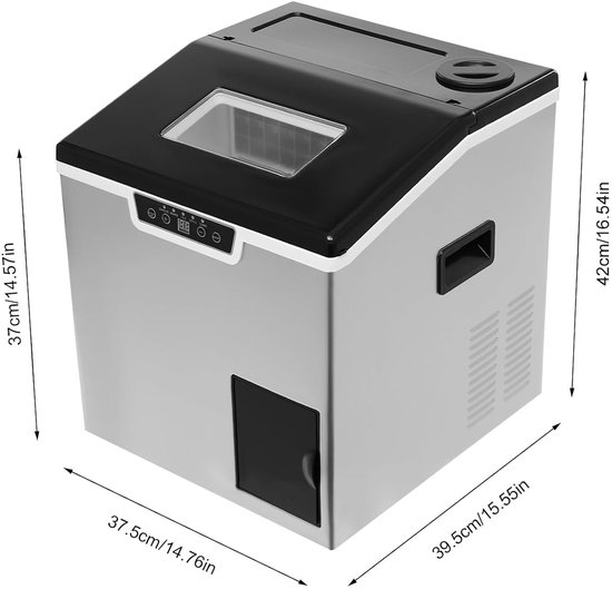 IJsblokjesmachine - IJsmaker Crushed Ice - Drankjes Koelen - 2-in-1 Functie - 30-40 kg/dag - Zwart Zilver — afbeelding 4
