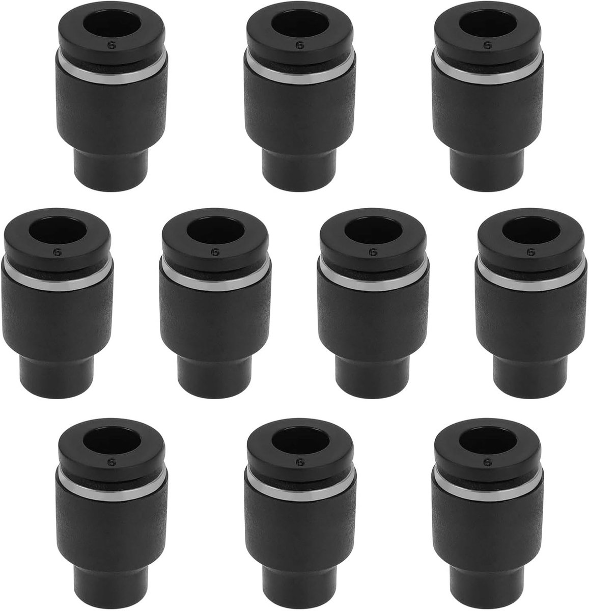 SnelShoppen - 10 Stuks 6mm OD Pneumatische Caps, Push to Connect Fitting, Snelle Aansluiting, Zwart, Accessoires voor Luchtgereedschap en Pijpen