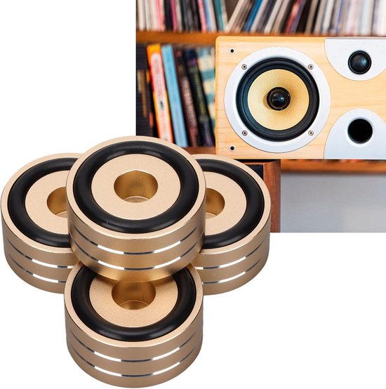 Dailygoody - Speaker Isolation Spike Stand - Aluminium Speaker Isolatie Voeten - Stabiele Installatie - Goud - Anti Slip Rubber - Voor HiFi Audio Appa... — afbeelding 2