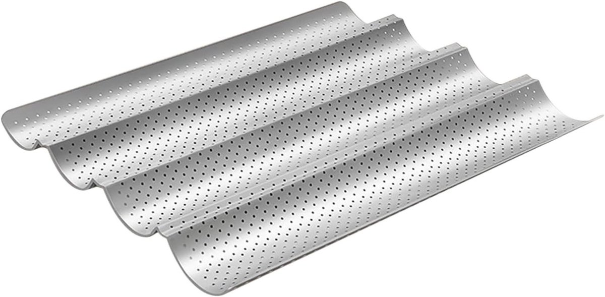 Broodbakpan Koolstofstaal - Broodblik Bakvorm - Thuis Brood Bakken - Antiaanbaklaag Gatenpatroon - 38x33x2.5cm - Zwart