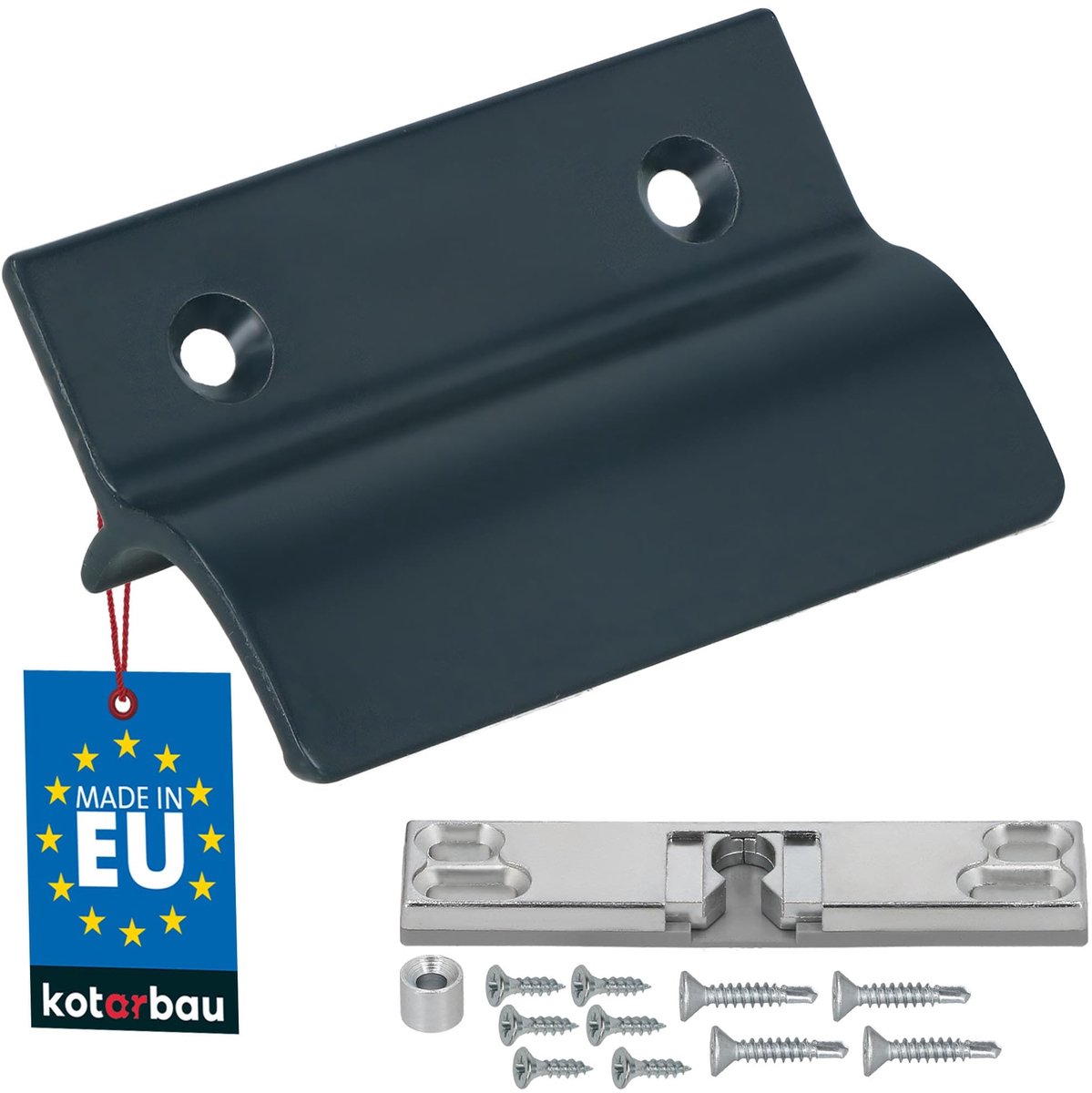 KOTARBAU® Balkondeurgreep - Terrasdeurgreep - met Balkondeur Snapper - Grafiet - Deurgreep Balkon - Terrasdeurgreep met Afstandhouder - Aluminium