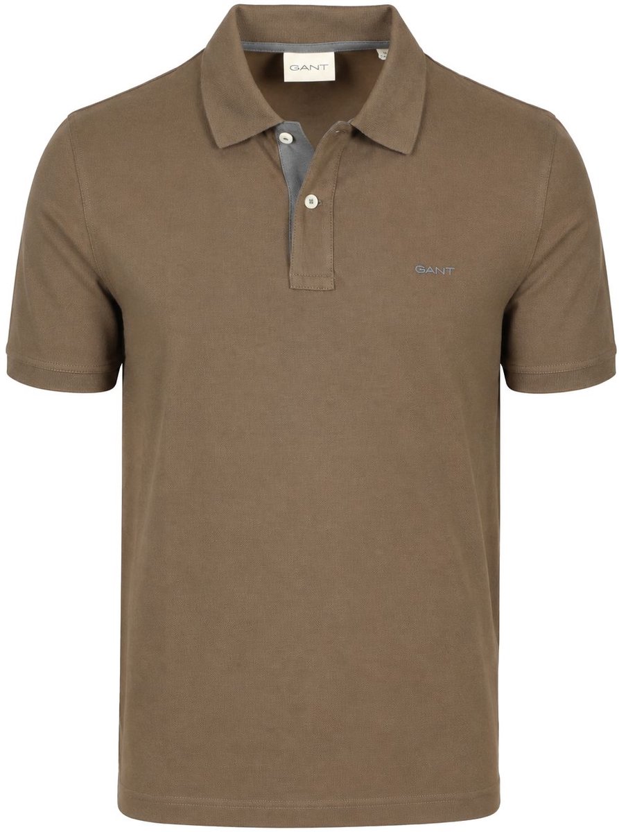 Gant Contrast Piqué Poloshirt Faded Taupe - Maat L - Heren