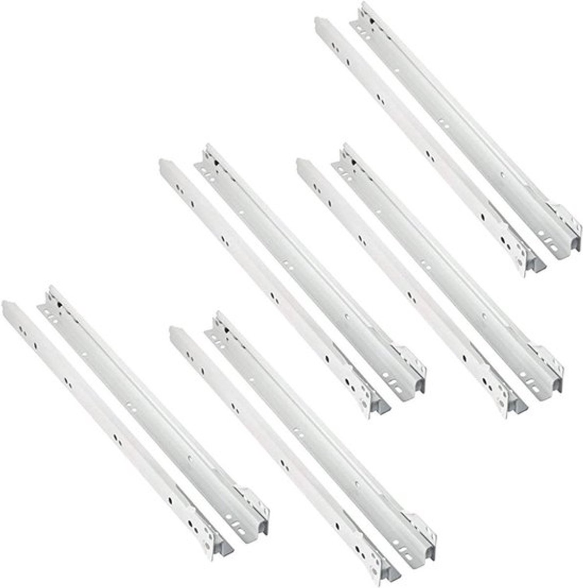 Metaal ladegeleiders met rollers, gedeeltelijke extensie, 350 mm, 20 stuks voor eenvoudige montage van lades