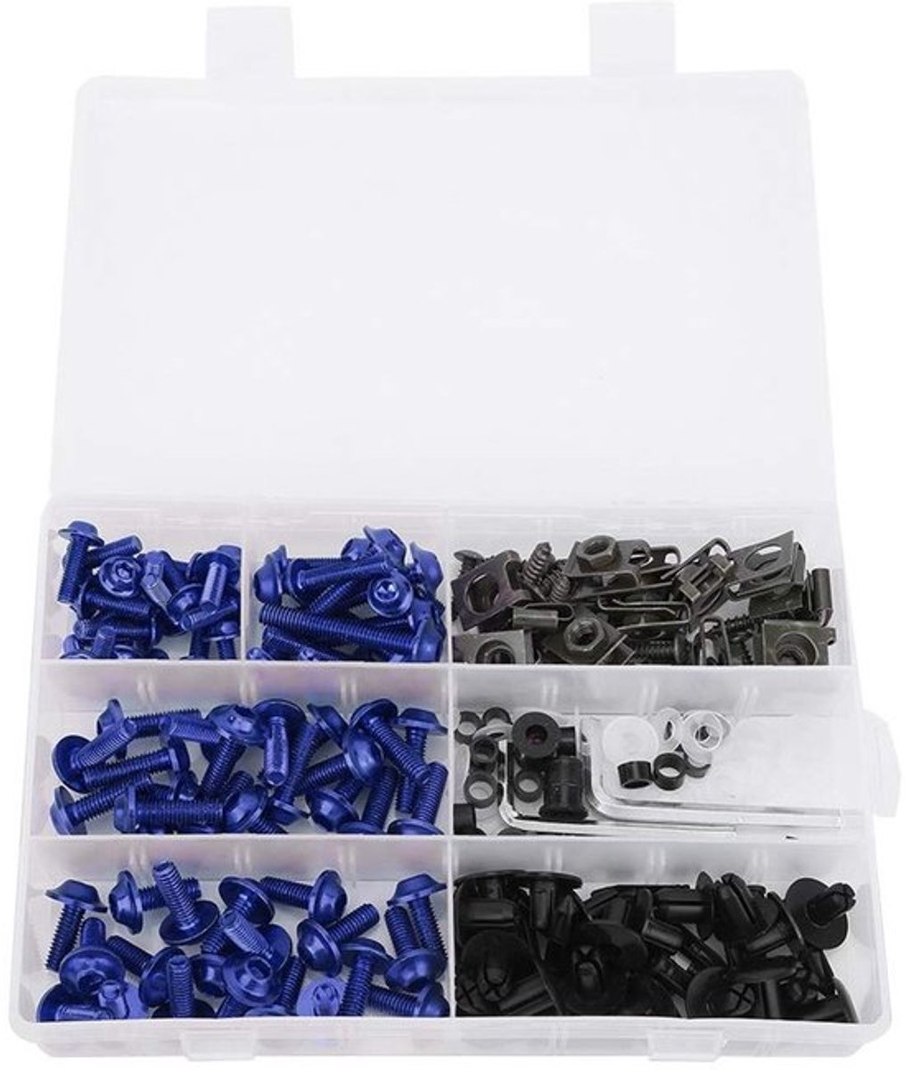 Complete Set van 198 Stuks Fairing Bevestigingsschroeven voor Motoren - M5 M6 Windscherm en Bevestigingsaccessoires in Blauw
