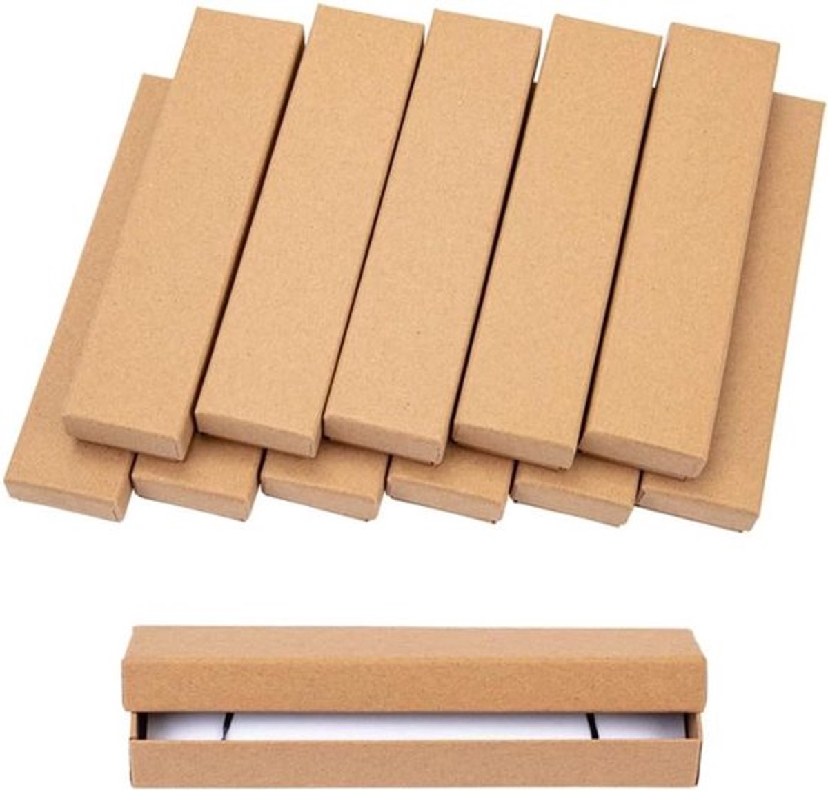 20 Stuks Kraft Papieren Sieraden Dozen voor Armbanden, Kettingen en Oorbellen - Rectangulaire Cardboard Verpakking, Burlywood, 170×40×25mm