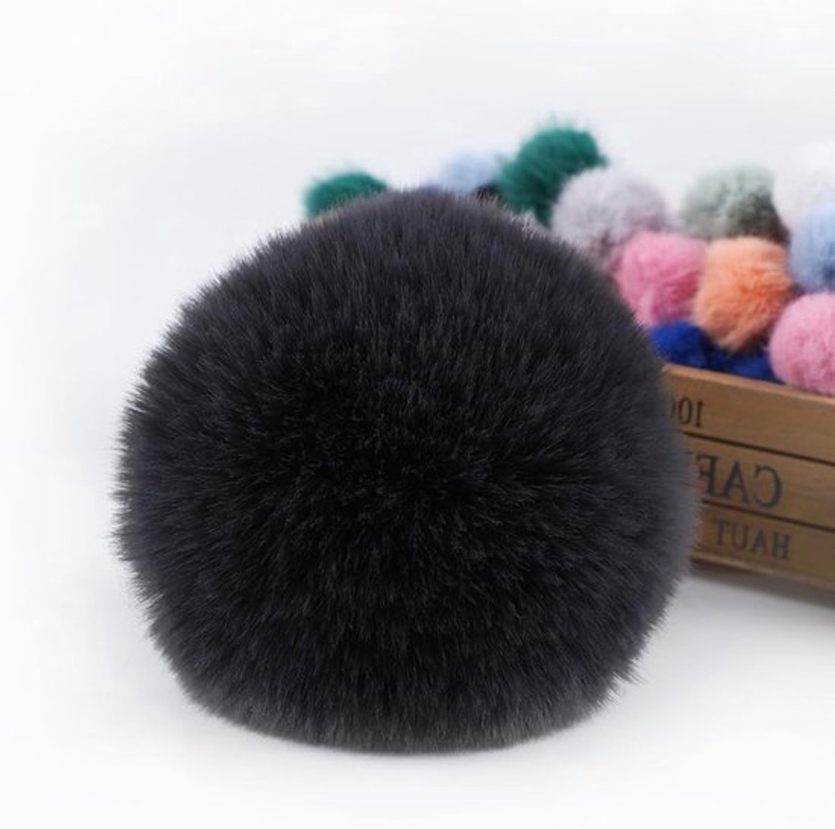 Set van 5 Stuks 12 cm Pompoms van Nepbont voor DIY Creaties, Hoeddecoratie en Sleutelhangers