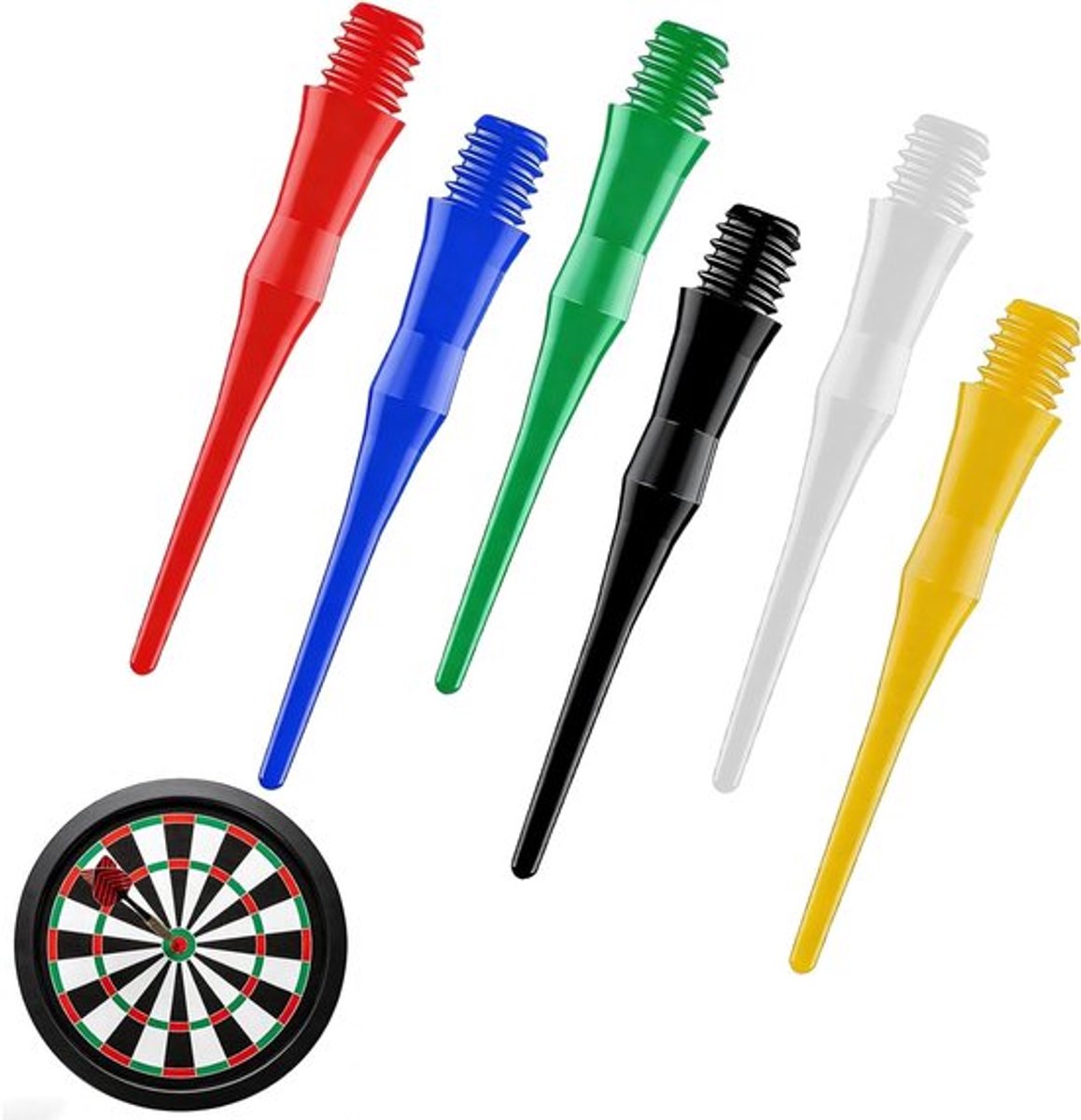 600 Stuks Vervangende Dartpunten van Plastic met 2BA Draad in 6 Kleuren, Inclusief Opbergdoos voor Soft Darts